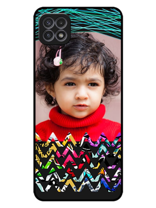 Custom Galaxy A22 5G Personalized Glass Phone Case - Neon Abstract Design