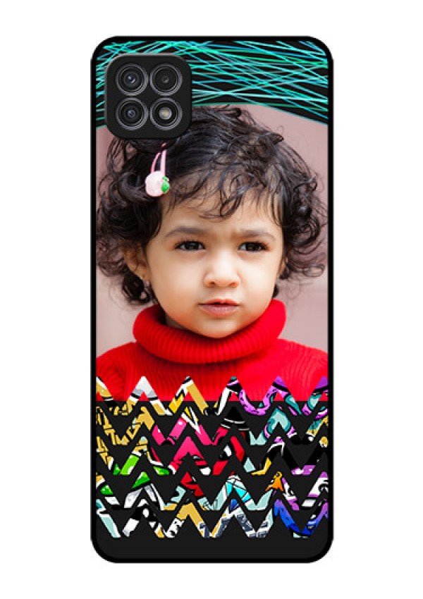 Galaxy A22 5G Personalized Glass Phone Case - Neon Abstract Design