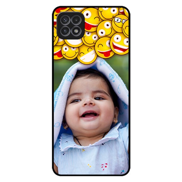 Galaxy A22 5G Custom Glass Mobile Case - with Smiley Emoji Design Galaxy A22 5G Custom Glass Mobile Case - with Smiley Emoji Design