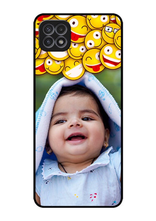 Galaxy A22 5G Custom Glass Mobile Case - with Smiley Emoji Design