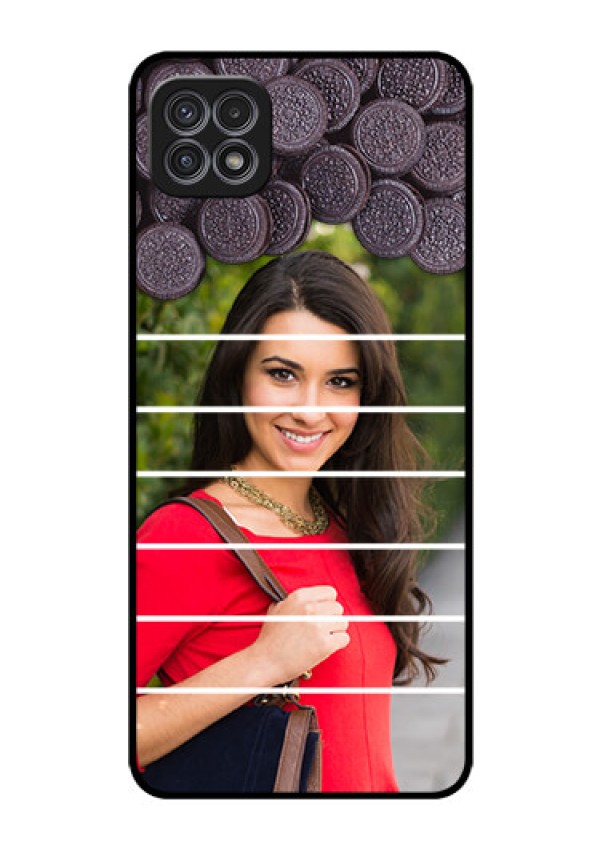 Galaxy A22 5G Custom Glass Phone Case - with Oreo Biscuit Design