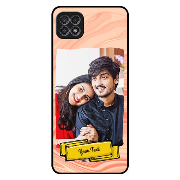 Galaxy A22 5G Personalized Glass Phone Case - Marble Texture Design
