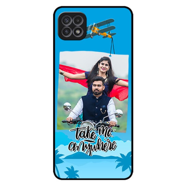 Galaxy A22 5G Custom Glass Mobile Case - Traveller Design 