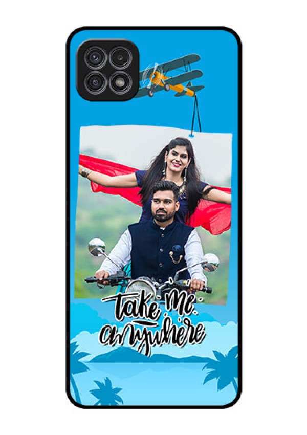 Galaxy A22 5G Custom Glass Mobile Case - Traveller Design 