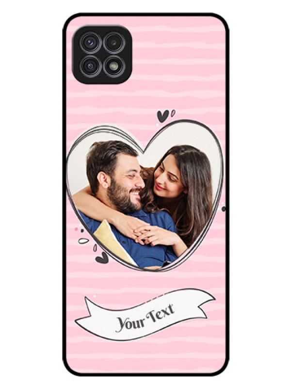 Custom Galaxy A22 5G Custom Glass Phone Case - Vintage Heart Design