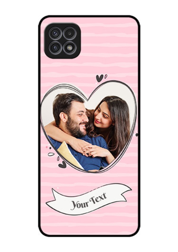 Galaxy A22 5G Custom Glass Phone Case - Vintage Heart Design