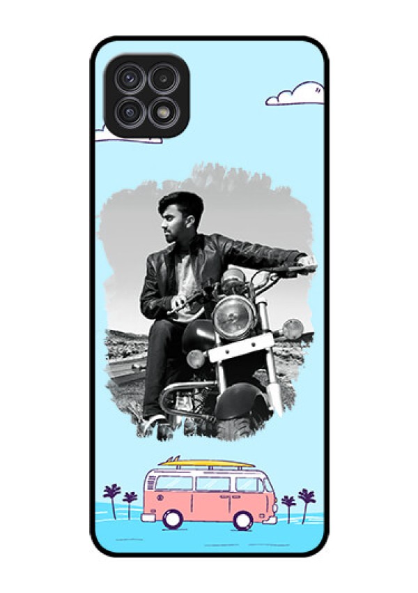 Galaxy A22 5G Photo Printing on Glass Case - Travel & Adventure Design