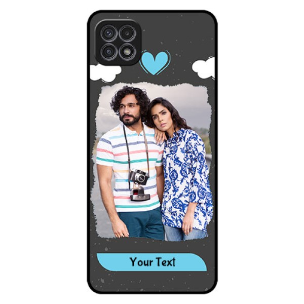 Galaxy A22 5G Custom Glass Phone Case - Splashes with love doodles Design Galaxy A22 5G Custom Glass Phone Case - Splashes with love doodles Design