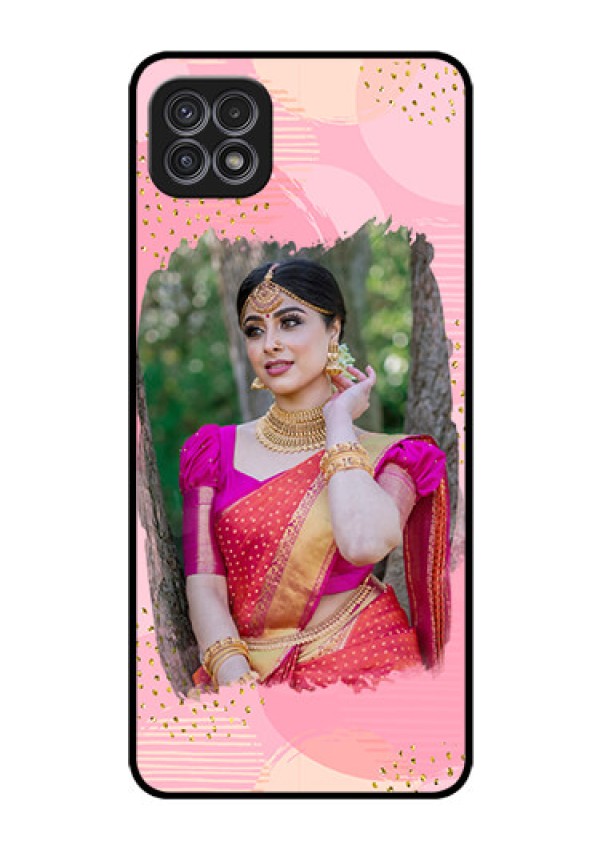 Galaxy A22 5G Personalized Glass Phone Case - Gold Glitter Splash Design