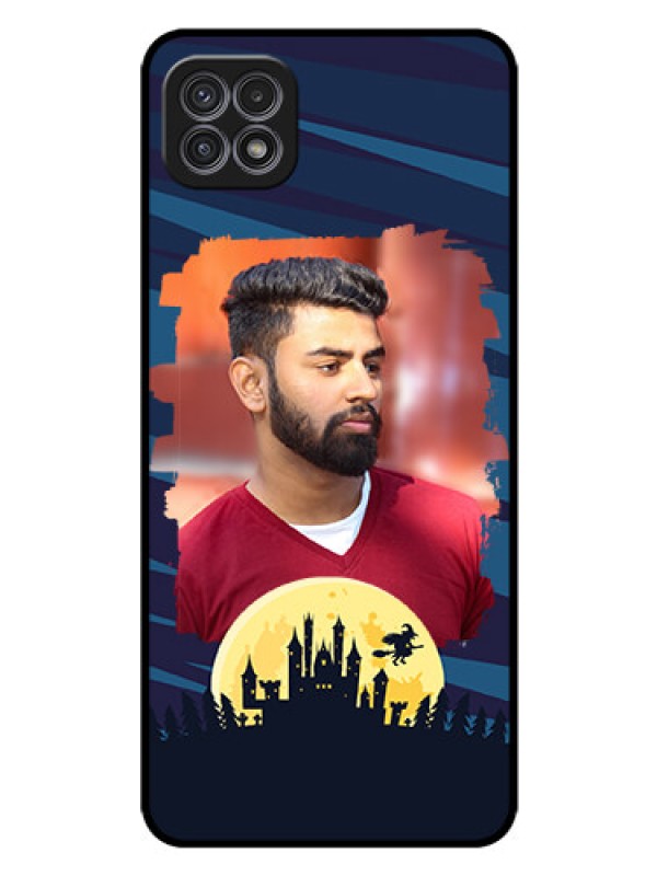 Custom Galaxy A22 5G Photo Printing on Glass Case - Halloween Witch Design 