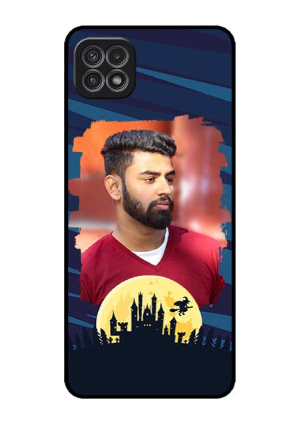 Galaxy A22 5G Photo Printing on Glass Case - Halloween Witch Design 