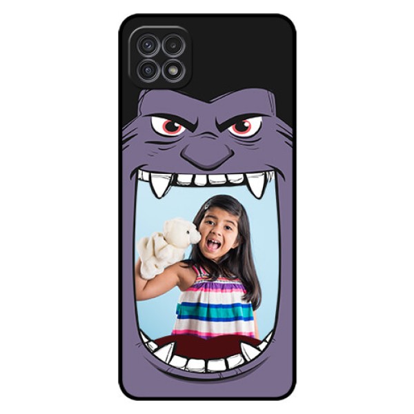 Galaxy A22 5G Custom Glass Phone Case - Angry Monster Design