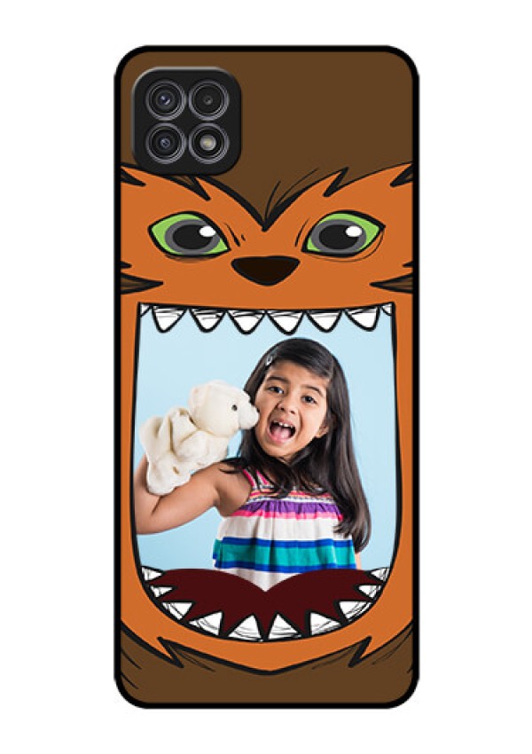 Galaxy A22 5G Photo Printing on Glass Case - Owl Monster Back Case Design