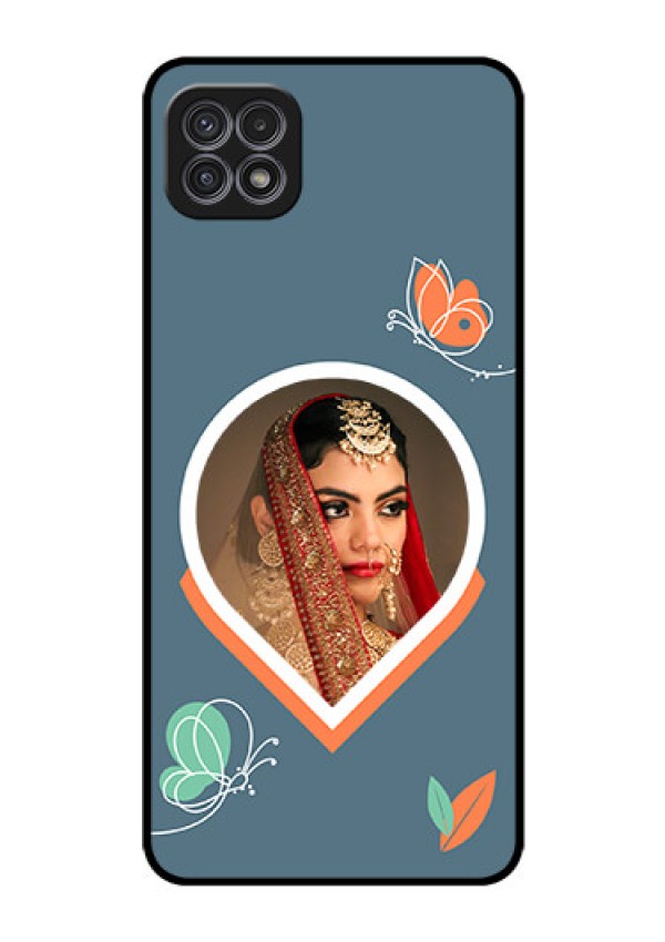 Galaxy A22 5G Custom Glass Mobile Case - Droplet Butterflies Design