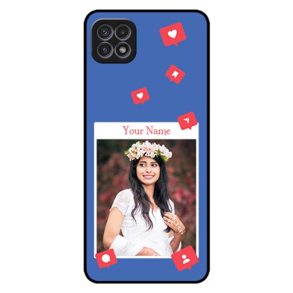 Galaxy A22 5G Custom Glass Phone Case - Like Share And Comment Design Galaxy A22 5G Custom Glass Phone Case - Like Share And Comment Design