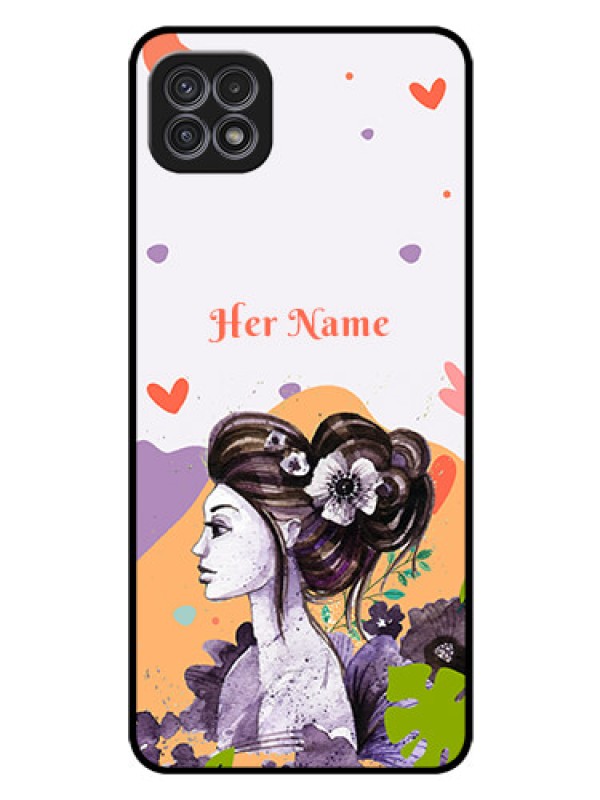 Custom Galaxy A22 5G Personalized Glass Phone Case - Woman And Nature Design
