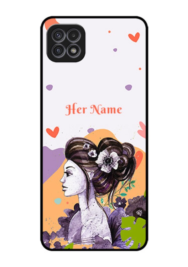 Galaxy A22 5G Personalized Glass Phone Case - Woman And Nature Design