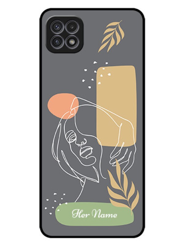 Custom Galaxy A22 5G Custom Glass Phone Case - Gazing Woman line art Design