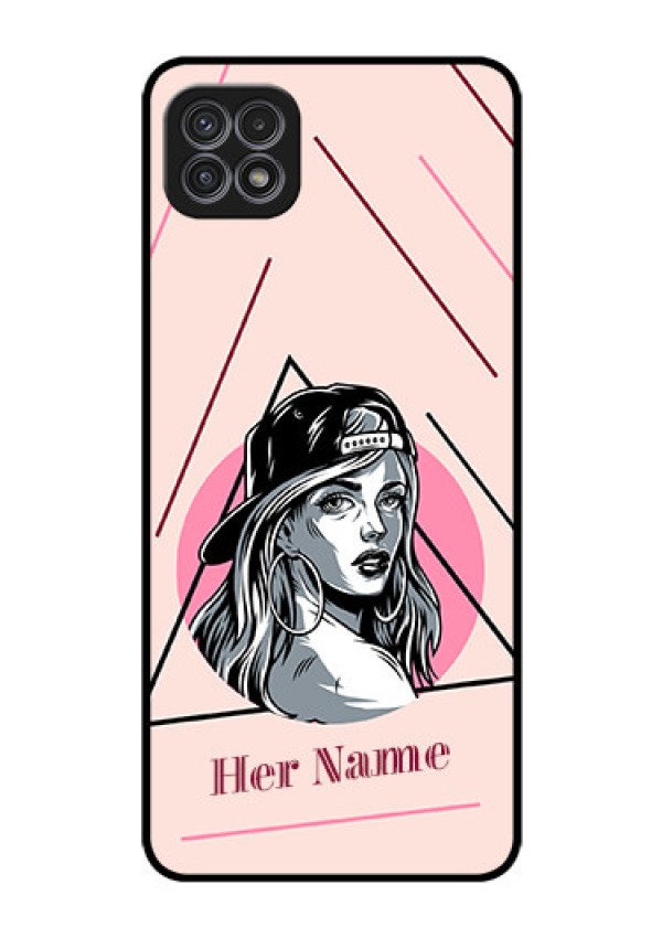 Galaxy A22 5G Personalized Glass Phone Case - Rockstar Girl Design