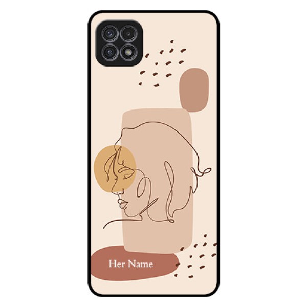 Galaxy A22 5G Photo Printing on Glass Case - Calm Woman line art Design Galaxy A22 5G Photo Printing on Glass Case - Calm Woman line art Design