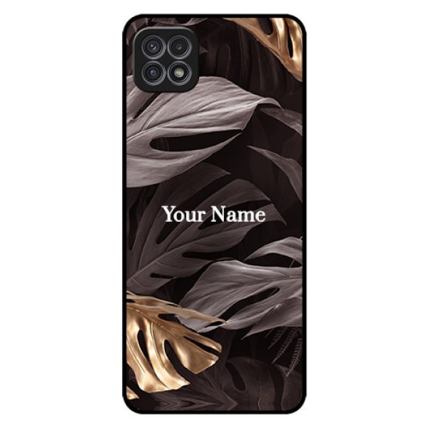 Galaxy A22 5G Personalised Glass Phone Case - Wild Leaves digital paint Design Galaxy A22 5G Personalised Glass Phone Case - Wild Leaves digital paint Design