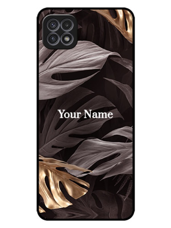 Custom Galaxy A22 5G Personalised Glass Phone Case - Wild Leaves digital paint Design