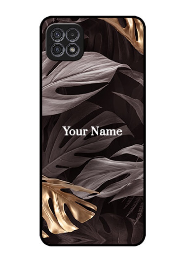 Galaxy A22 5G Personalised Glass Phone Case - Wild Leaves digital paint Design