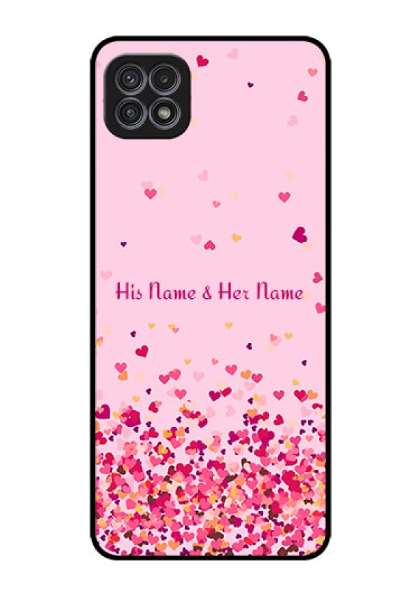Galaxy A22 5G Photo Printing on Glass Case - Floating Hearts Design