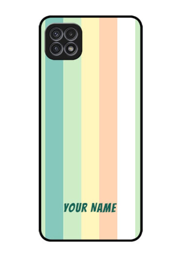 Galaxy A22 5G Photo Printing on Glass Case - Multi-colour Stripes Design
