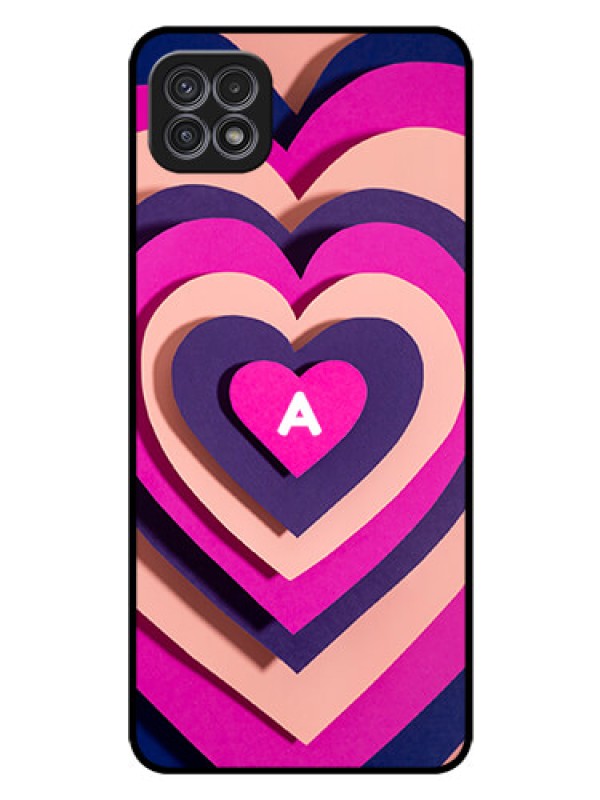 Custom Galaxy A22 5G Custom Glass Mobile Case - Cute Heart Pattern Design