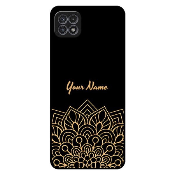 Galaxy A22 5G Custom Glass Phone Case - Golden mandala Design