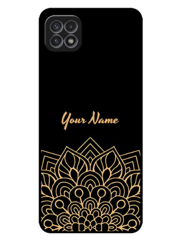 Custom Galaxy A22 5G Custom Glass Phone Case - Golden mandala Design