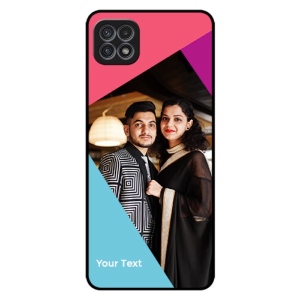 Galaxy A22 5G Custom Glass Mobile Case - Stacked Triple colour Design Galaxy A22 5G Custom Glass Mobile Case - Stacked Triple colour Design