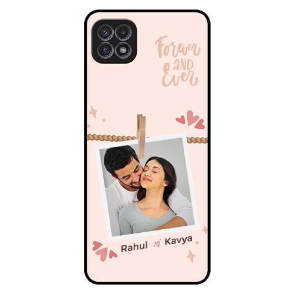 Galaxy A22 5G Custom Glass Phone Case - Forever and ever love Design