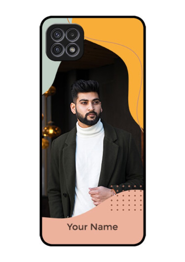 Galaxy A22 5G Personalized Glass Phone Case - Tri-coloured overlay design