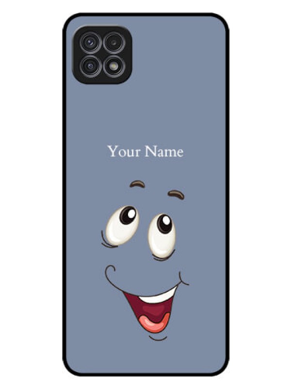 Custom Galaxy A22 5G Photo Printing on Glass Case - Laughing Cartoon Face Design