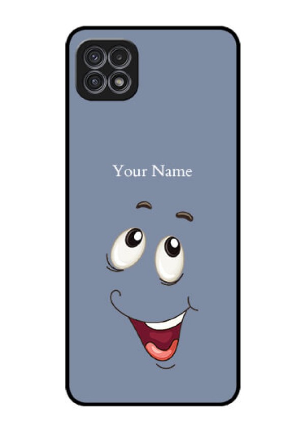 Galaxy A22 5G Photo Printing on Glass Case - Laughing Cartoon Face Design