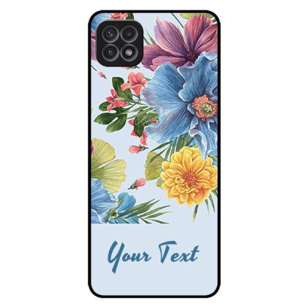 Galaxy A22 5G Custom Glass Mobile Case - Stunning Watercolored Flowers Painting Design