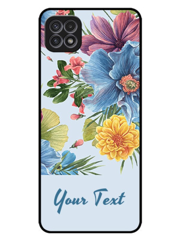 Custom Galaxy A22 5G Custom Glass Mobile Case - Stunning Watercolored Flowers Painting Design