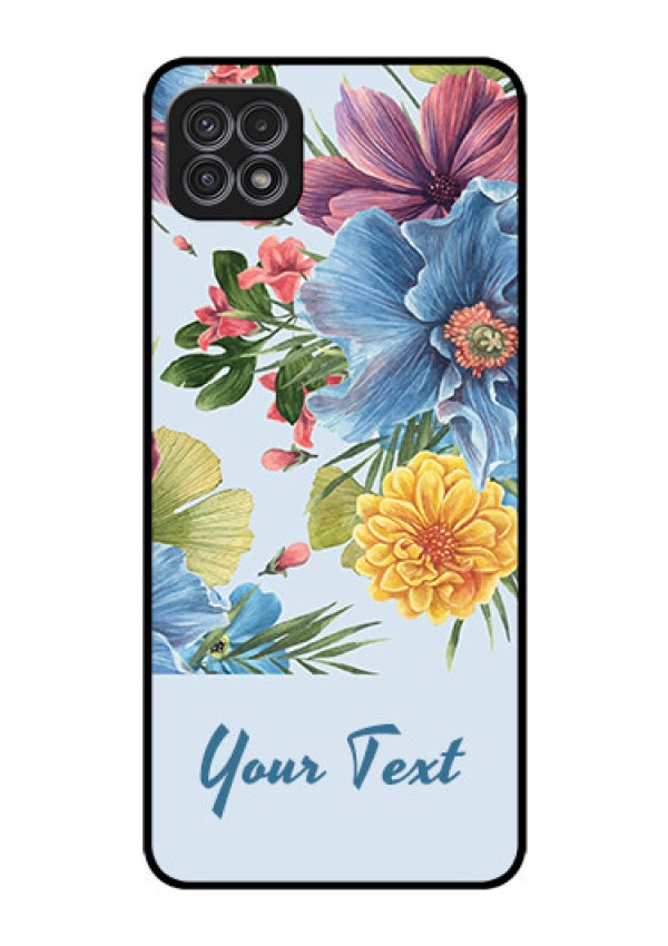 Galaxy A22 5G Custom Glass Mobile Case - Stunning Watercolored Flowers Painting Design