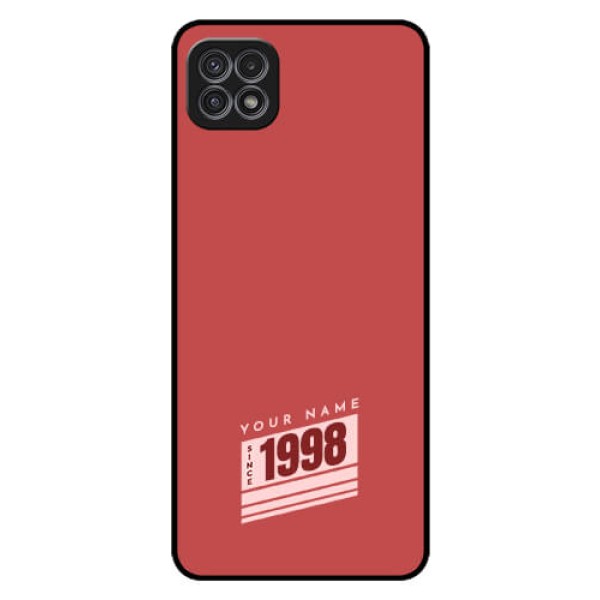 Galaxy A22 5G Custom Glass Phone Case - Red custom year of birth Design Galaxy A22 5G Custom Glass Phone Case - Red custom year of birth Design