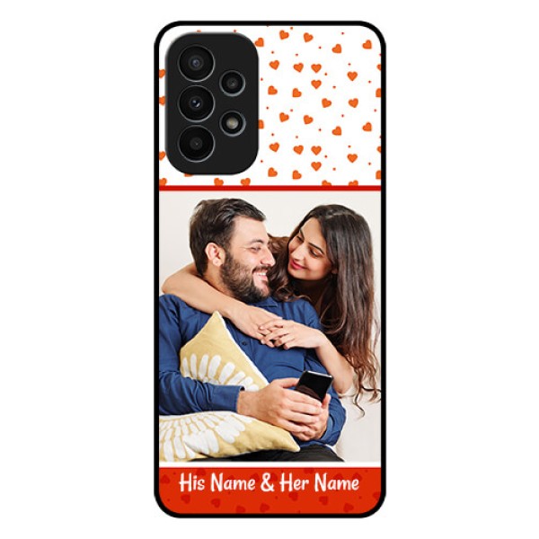 Galaxy A23 4G Custom Glass Phone Case - Orange Love Symbol Design
