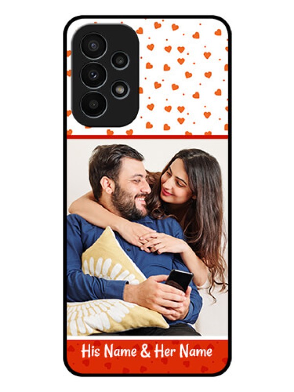 Custom Galaxy A23 4G Custom Glass Phone Case - Orange Love Symbol Design