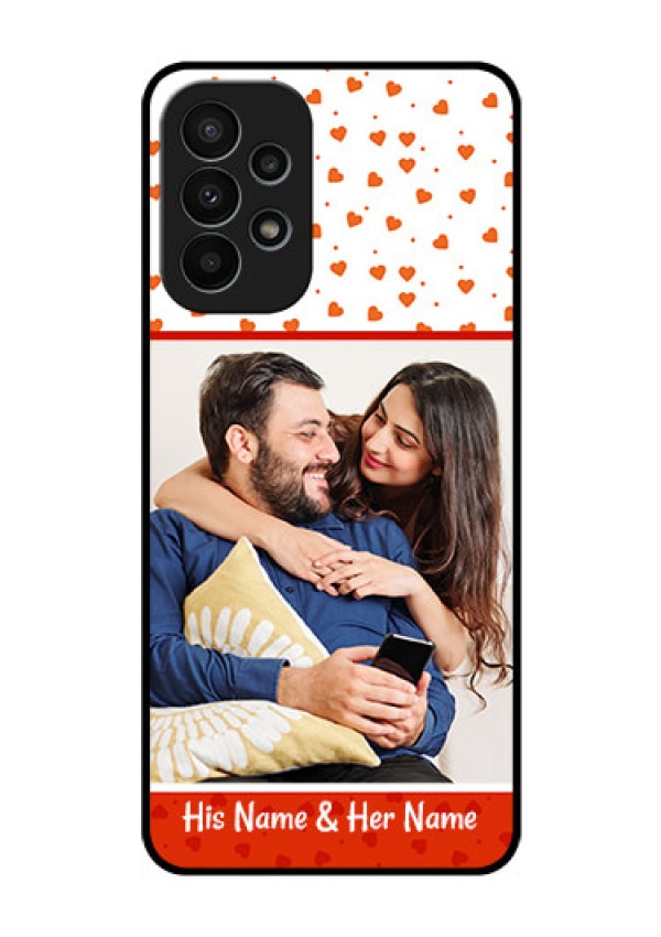 Galaxy A23 4G Custom Glass Phone Case - Orange Love Symbol Design