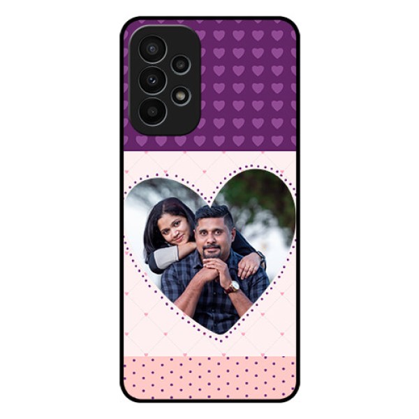 Galaxy A23 4G Custom Glass Phone Case - Violet Love Dots Design