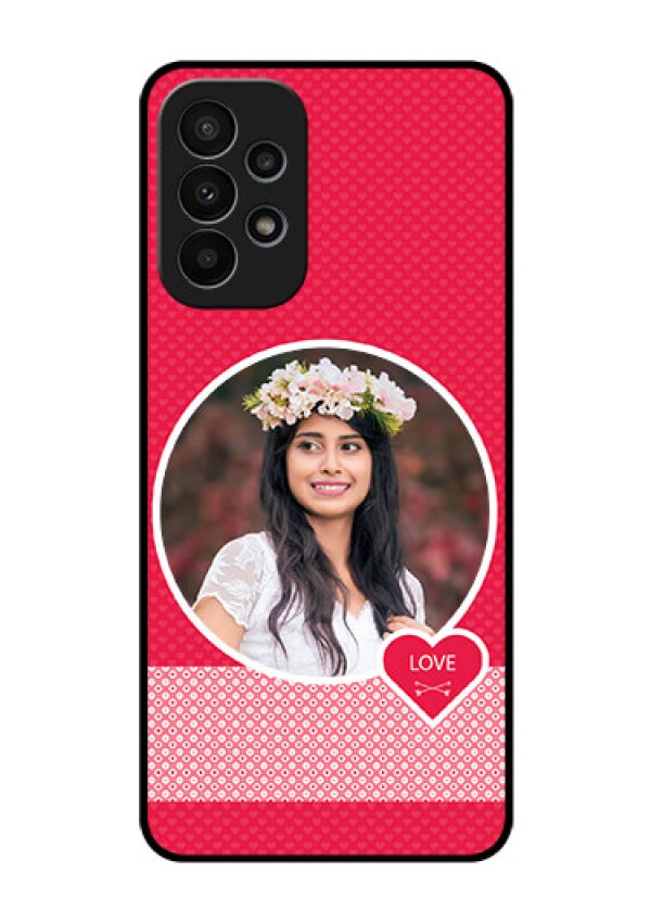 Galaxy A23 4G Personalised Glass Phone Case - Pink Pattern Design