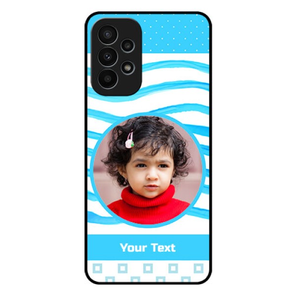 Galaxy A23 4G Custom Glass Phone Case - Simple Blue Case Design