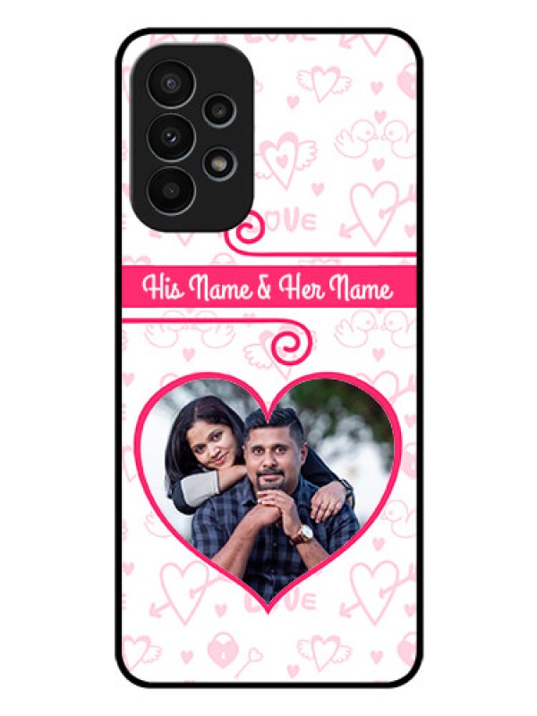 Custom Galaxy A23 4G Personalized Glass Phone Case - Heart Shape Love Design