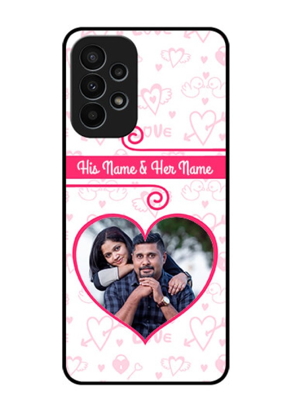 Galaxy A23 4G Personalized Glass Phone Case - Heart Shape Love Design