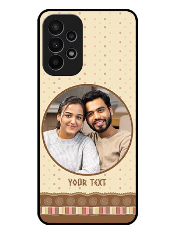 Custom Galaxy A23 4G Custom Glass Mobile Case - Brown Dotted Mobile Case Design